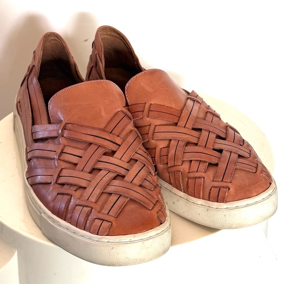 Frye Ivy Camel Leather Huarache Slip On Shoes - Picture 2 of 7